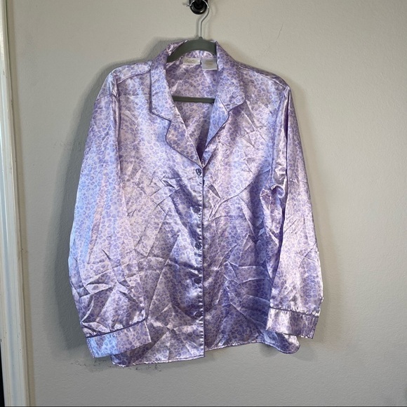 Secret Treasures Long Sleeve Pajama Set Purple Blue Leopard Print Size Large - Picture 1 of 4